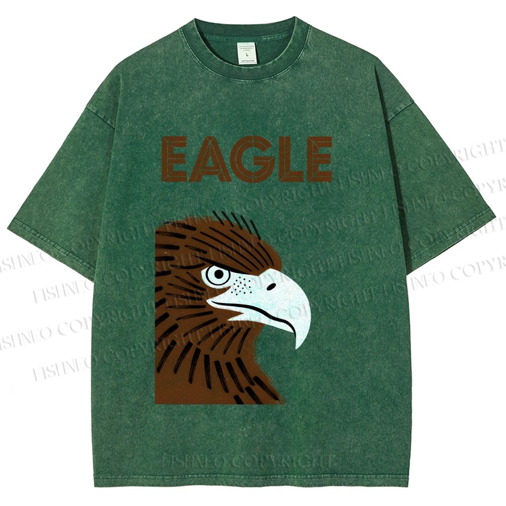Unisex Brown Eagle Printed Washed Tee
