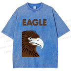Unisex Brown Eagle Printed Washed Tee
