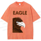 Unisex Brown Eagle Printed Washed Tee