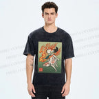 Unisex Vintage Fox Printed Washed Tee