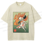 Unisex Vintage Fox Printed Washed Tee