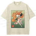 Unisex Vintage Fox Printed Washed Tee