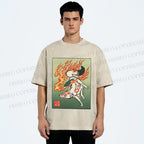 Unisex Vintage Fox Printed Washed Tee