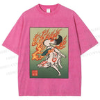 Unisex Vintage Fox Printed Washed Tee