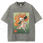 Unisex Vintage Fox Printed Washed Tee