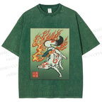 Unisex Vintage Fox Printed Washed Tee