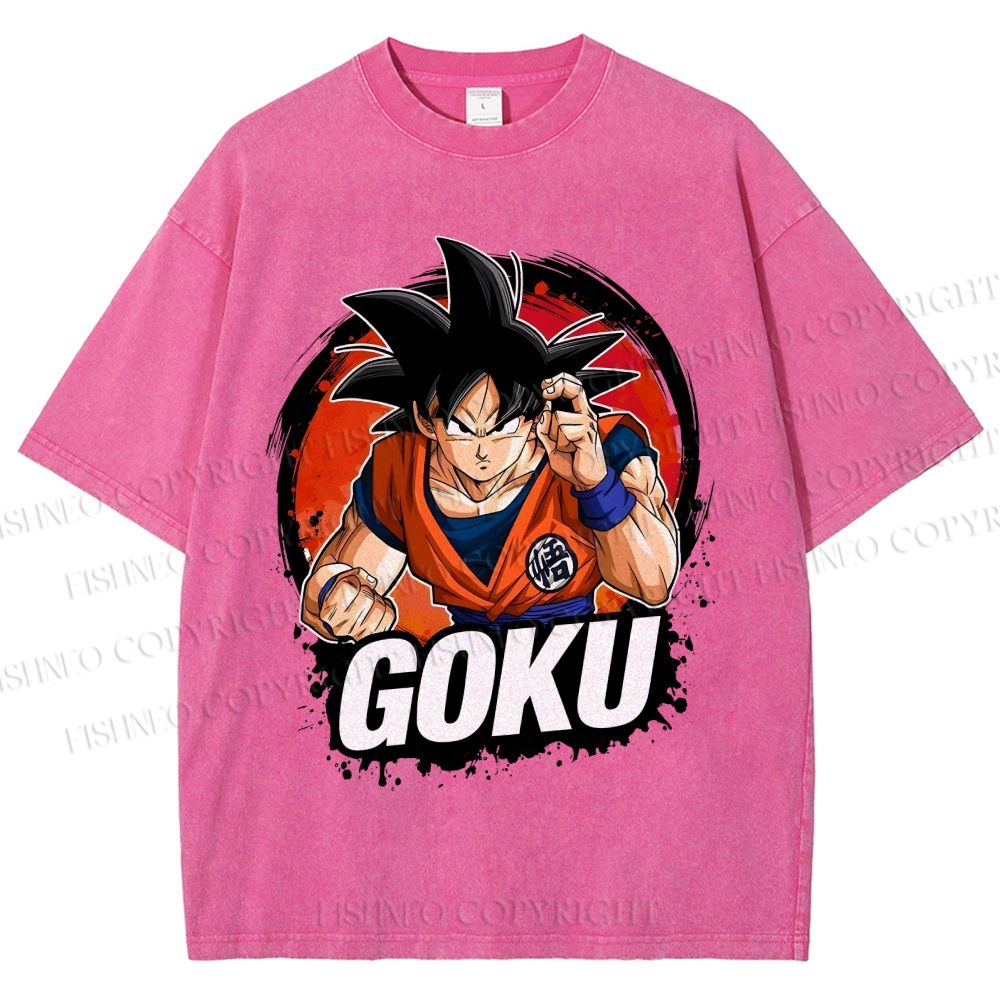 Unisex Goku Printed Washed Tee