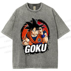 Unisex Goku Printed Washed Tee