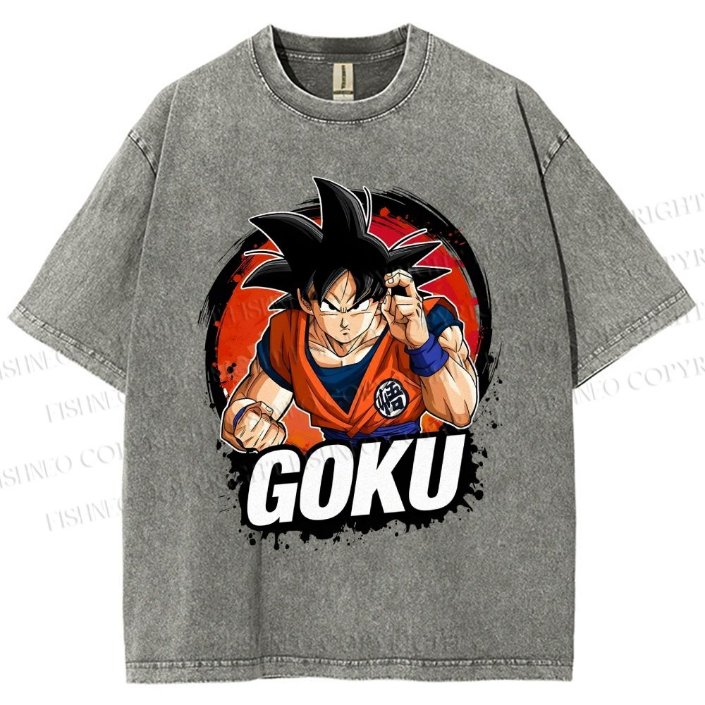Unisex Goku Printed Washed Tee