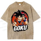 Unisex Goku Printed Washed Tee