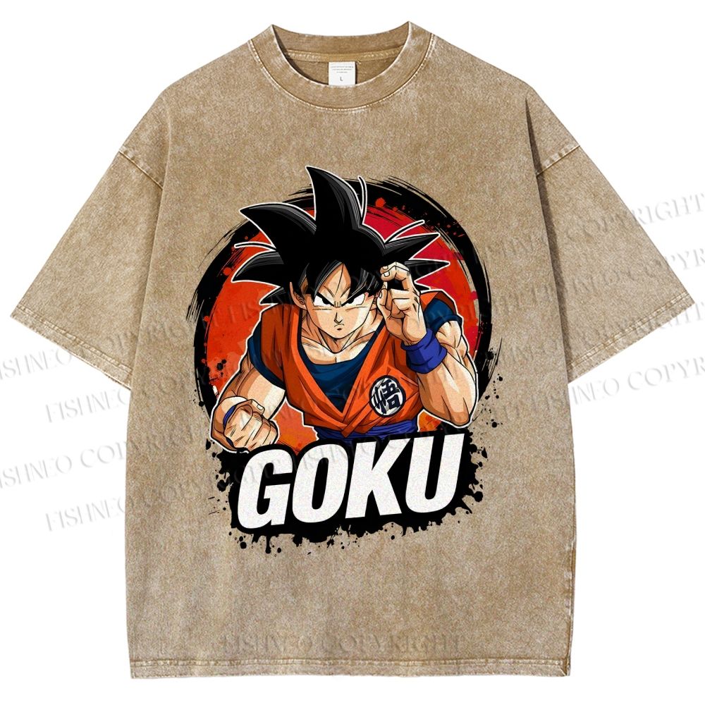 Unisex Goku Printed Washed Tee