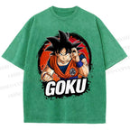 Unisex Goku Printed Washed Tee