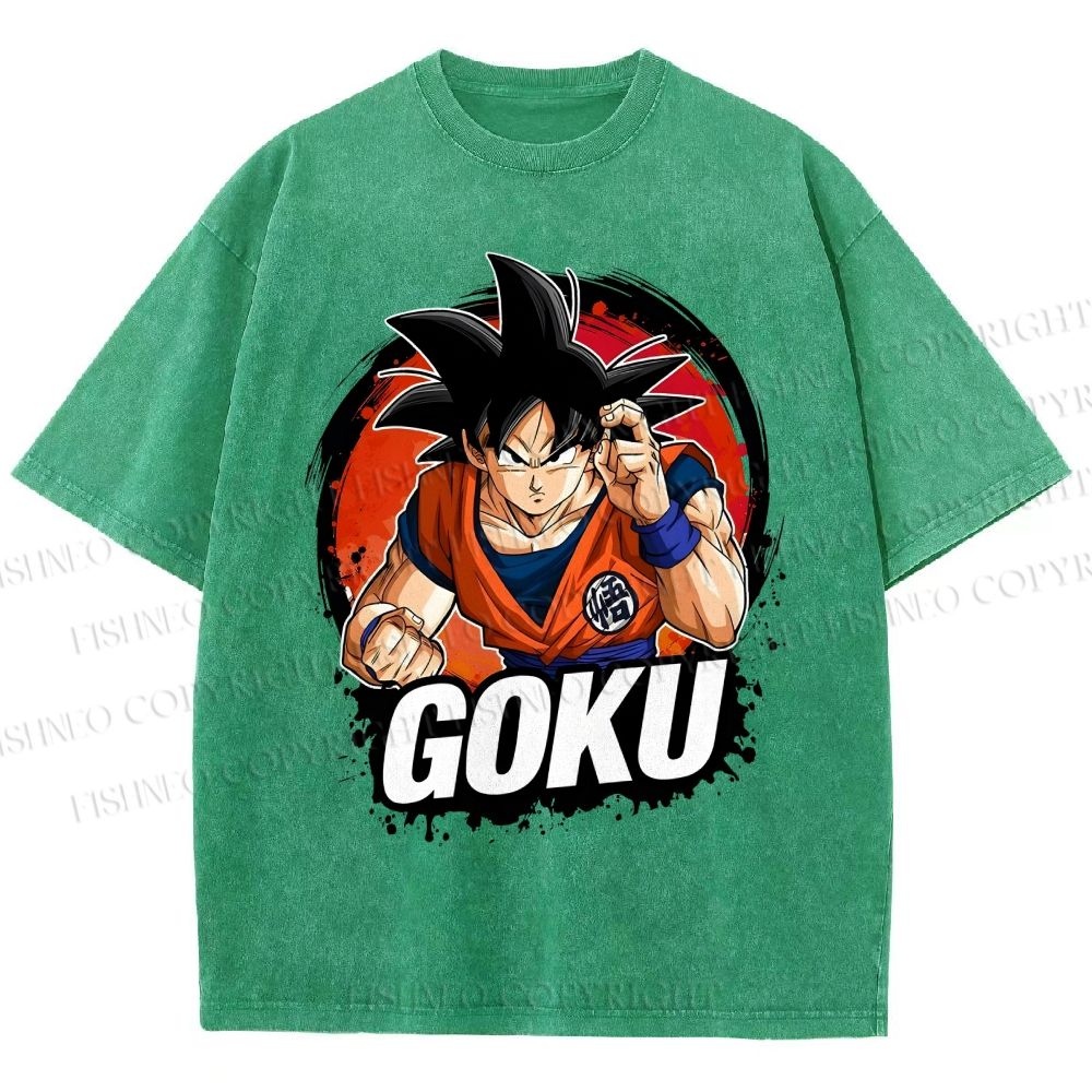 Unisex Goku Printed Washed Tee