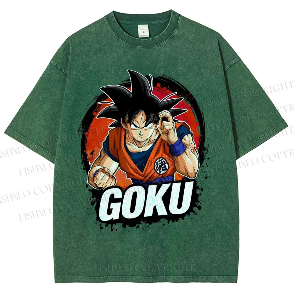 Unisex Goku Printed Washed Tee