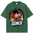 Unisex Goku Printed Washed Tee