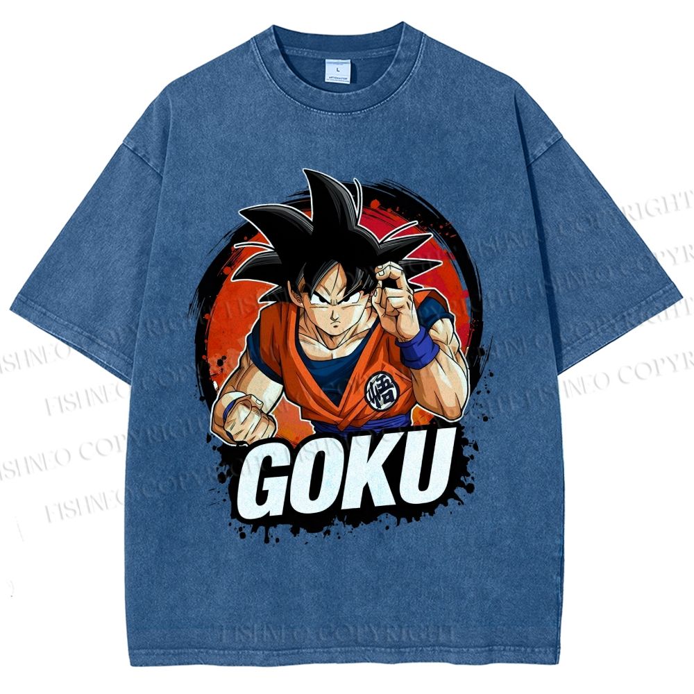 Unisex Goku Printed Washed Tee