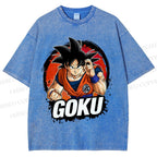 Unisex Goku Printed Washed Tee