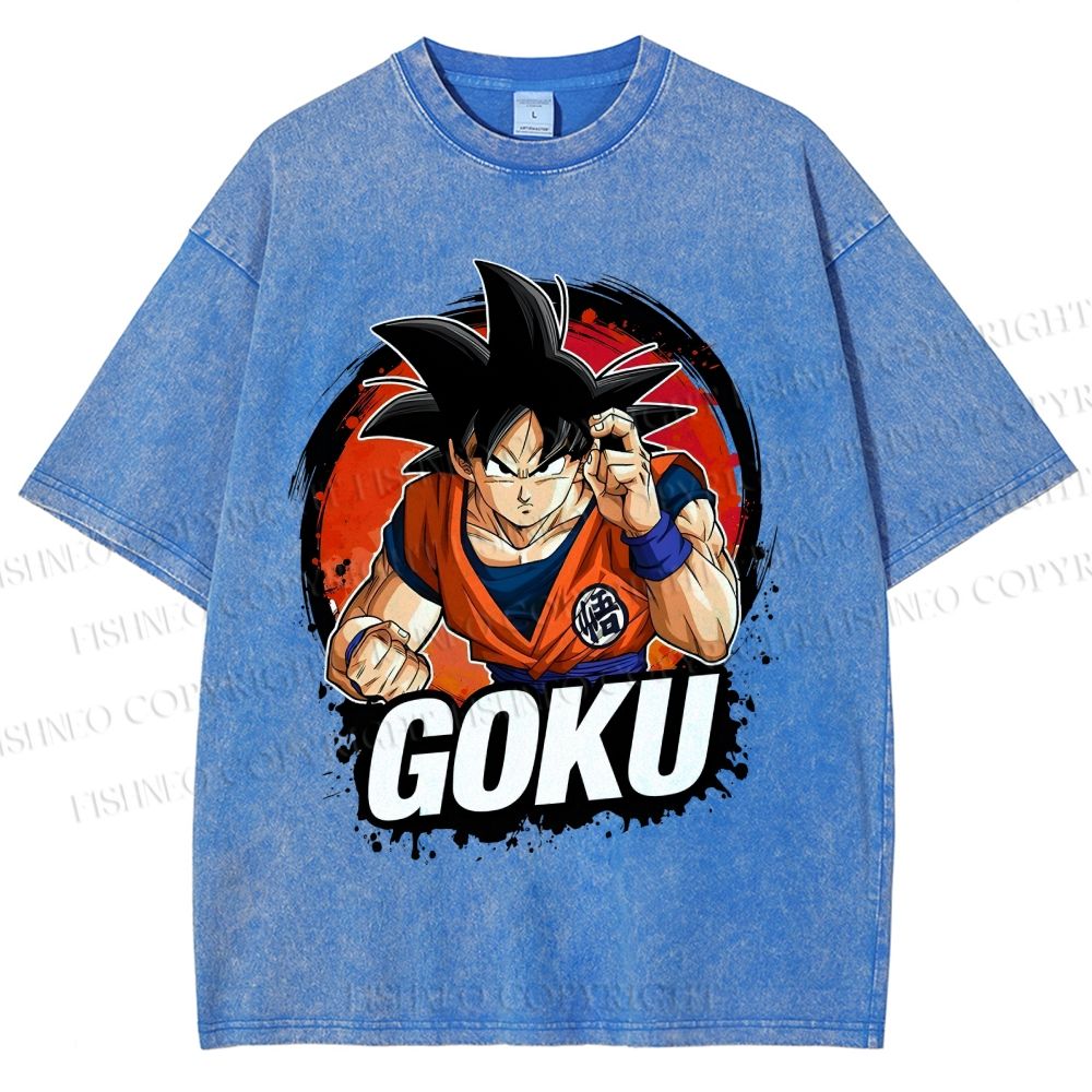 Unisex Goku Printed Washed Tee