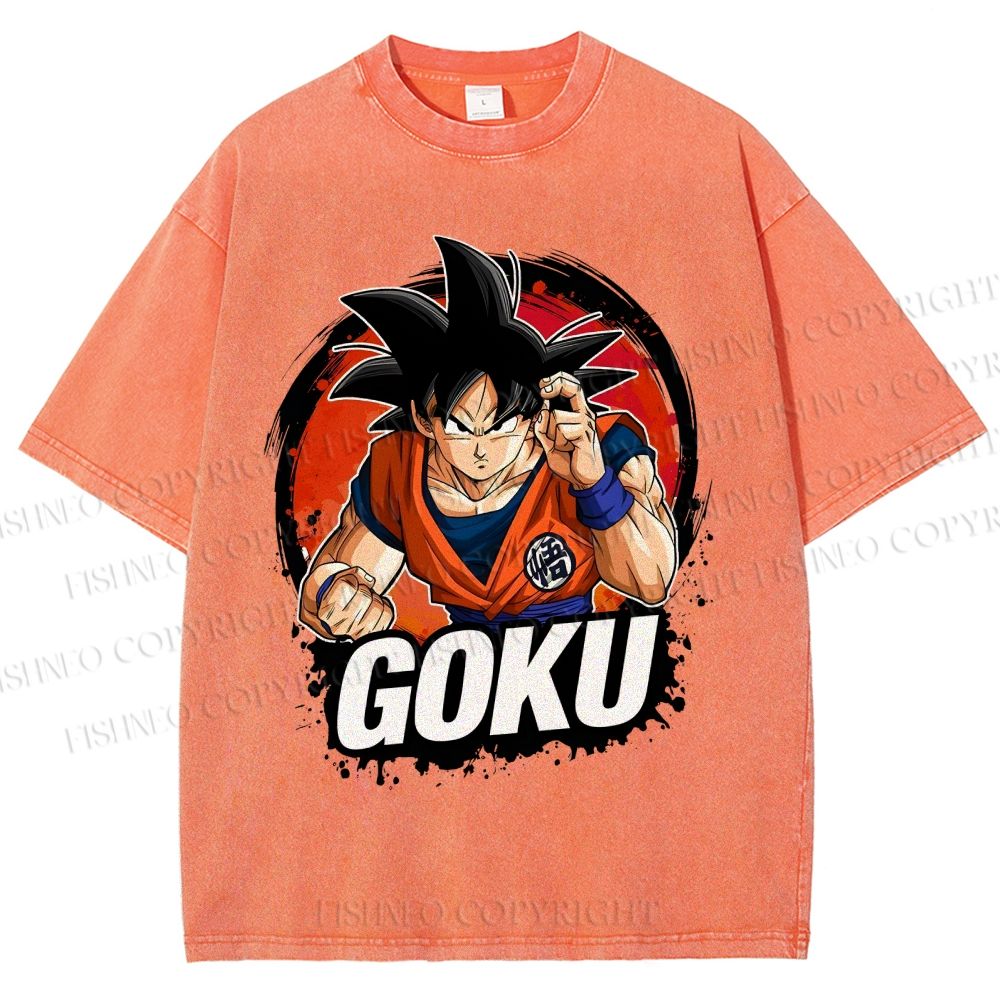 Unisex Goku Printed Washed Tee