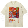 Unisex Yayoi Kusama Abstract Art Printed Washed Tee