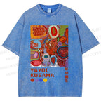 Unisex Yayoi Kusama Abstract Art Printed Washed Tee