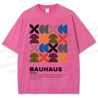 Unisex Bauhaus Colored Geometry Printed Washed Tee