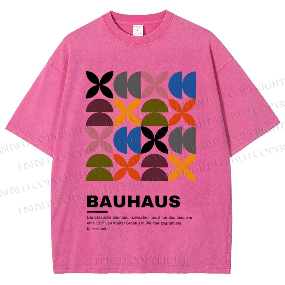 Unisex Bauhaus Colored Geometry Printed Washed Tee