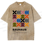 Unisex Bauhaus Colored Geometry Printed Washed Tee