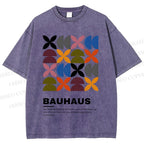 Unisex Bauhaus Colored Geometry Printed Washed Tee