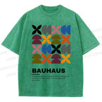 Unisex Bauhaus Colored Geometry Printed Washed Tee