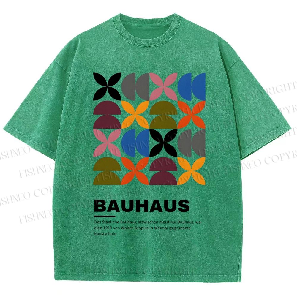 Unisex Bauhaus Colored Geometry Printed Washed Tee