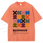 Unisex Bauhaus Colored Geometry Printed Washed Tee
