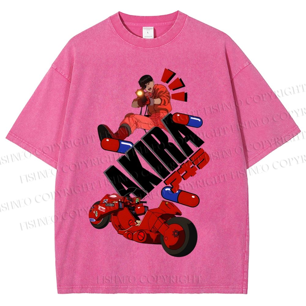 Unisex Akira Printed Washed Tee