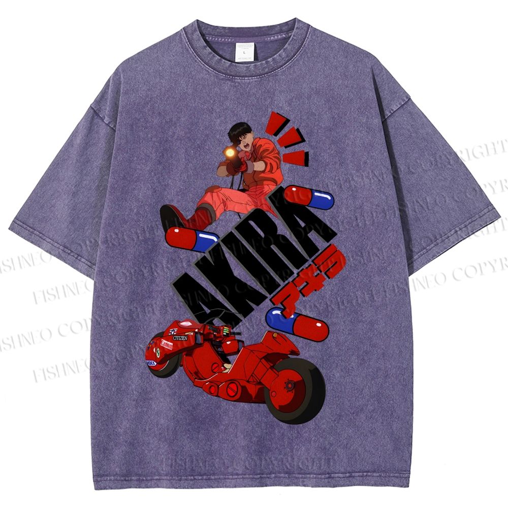 Unisex Akira Printed Washed Tee