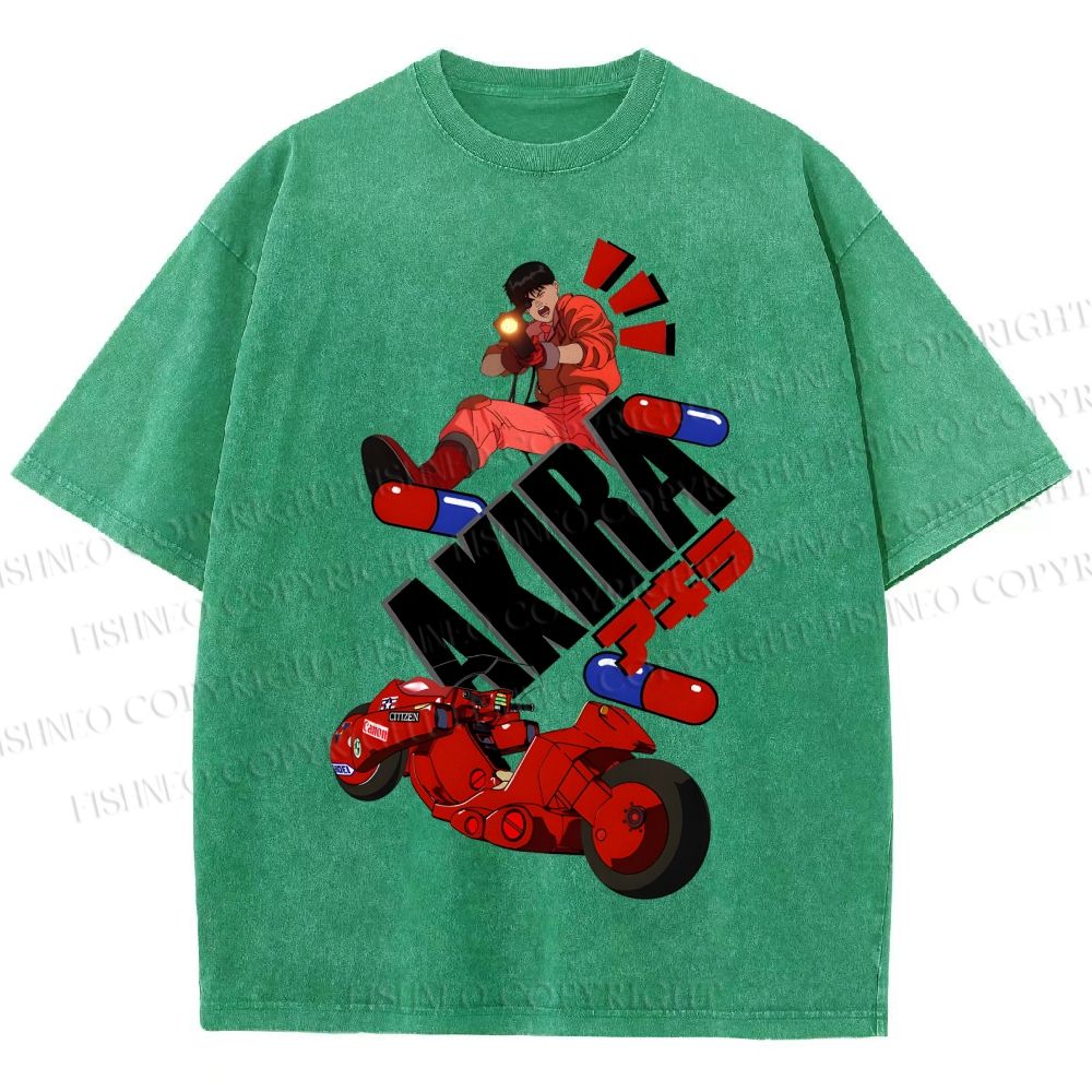 Unisex Akira Printed Washed Tee