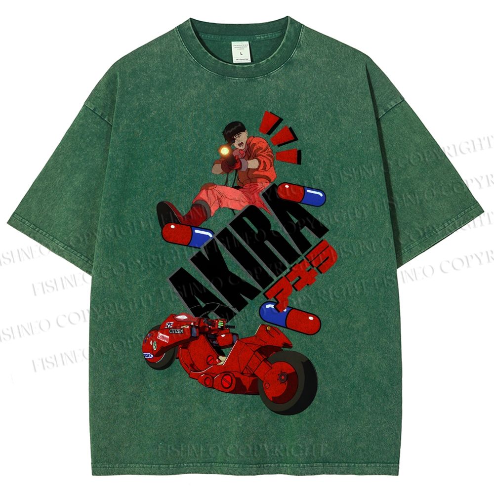 Unisex Akira Printed Washed Tee