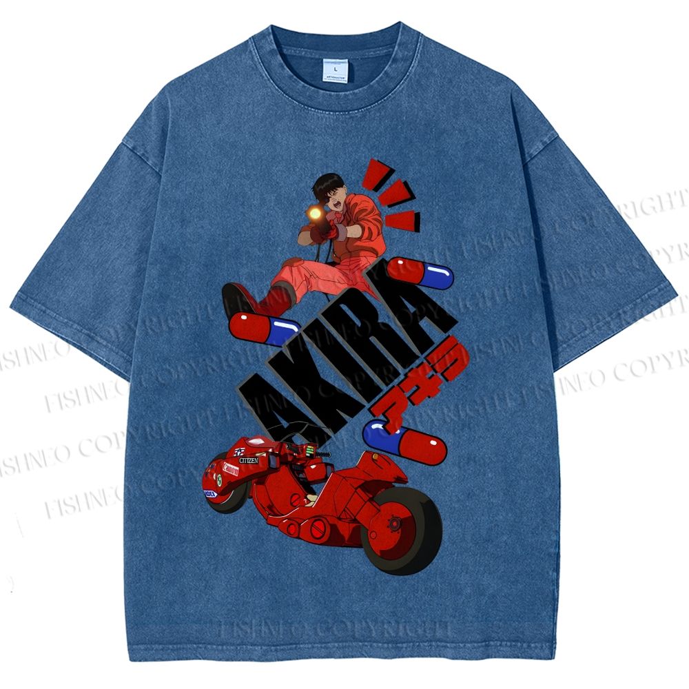 Unisex Akira Printed Washed Tee