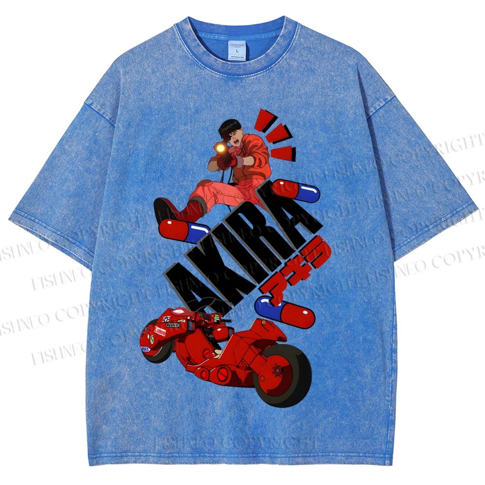 Unisex Akira Printed Washed Tee
