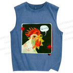 Unisex Hospitable Rooster Printed Washed Tank Top