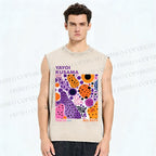 Unisex Yayoi Kusama Dots Graffiti Printed Washed Tank Top