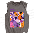 Unisex Yayoi Kusama Dots Graffiti Printed Washed Tank Top
