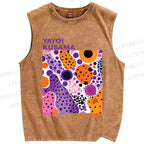 Unisex Yayoi Kusama Dots Graffiti Printed Washed Tank Top