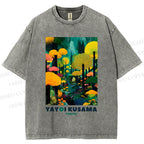 Unisex Yayoi Kusama Art Tree Printed Washed Tee