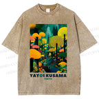 Unisex Yayoi Kusama Art Tree Printed Washed Tee