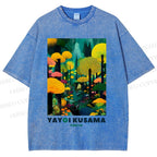 Unisex Yayoi Kusama Art Tree Printed Washed Tee