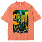 Unisex Yayoi Kusama Art Tree Printed Washed Tee