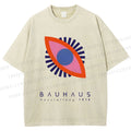 Unisex Bauhaus Geometric Eyes Printed Washed Tee