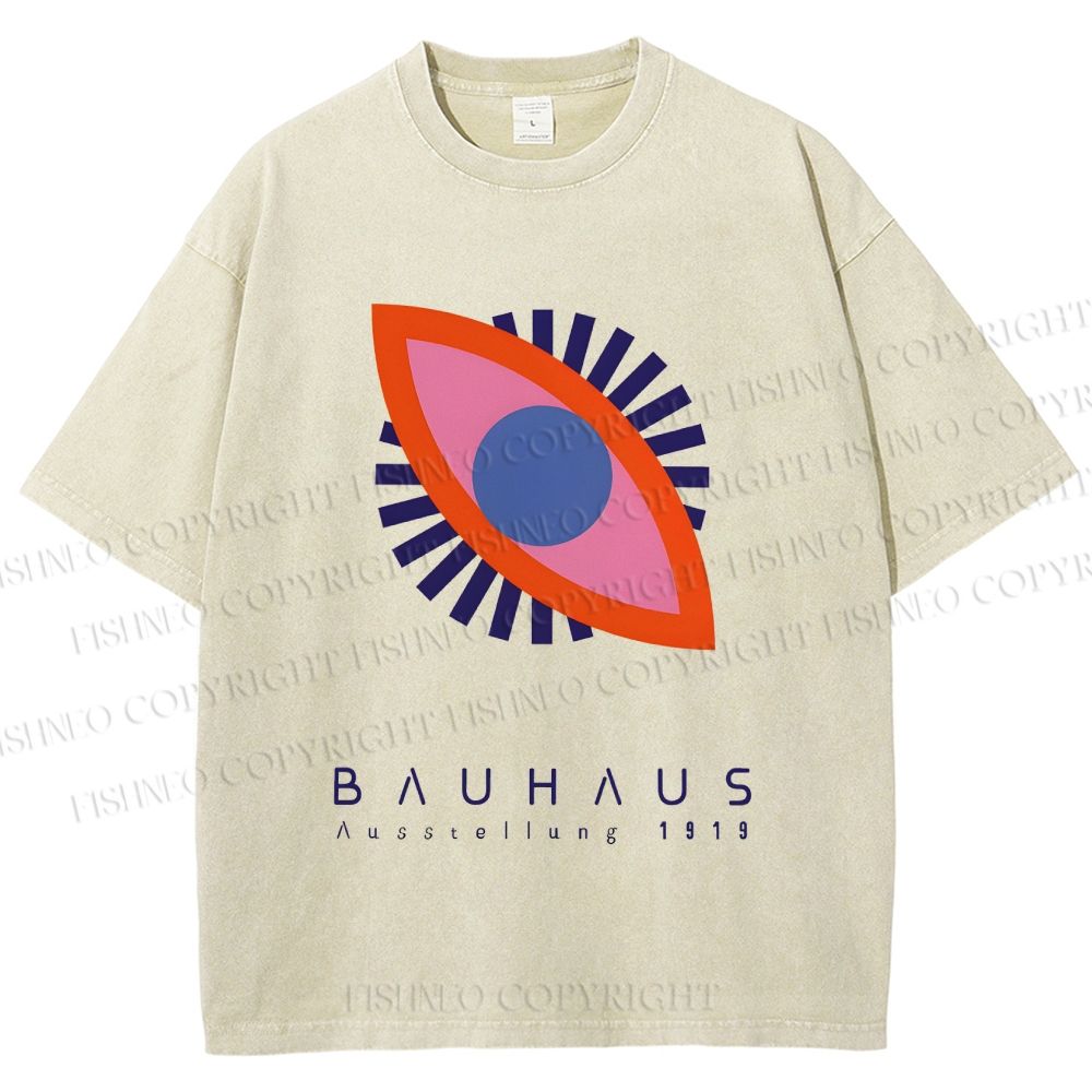 Unisex Bauhaus Geometric Eyes Printed Washed Tee