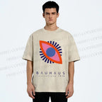 Unisex Bauhaus Geometric Eyes Printed Washed Tee