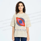 Unisex Bauhaus Geometric Eyes Printed Washed Tee